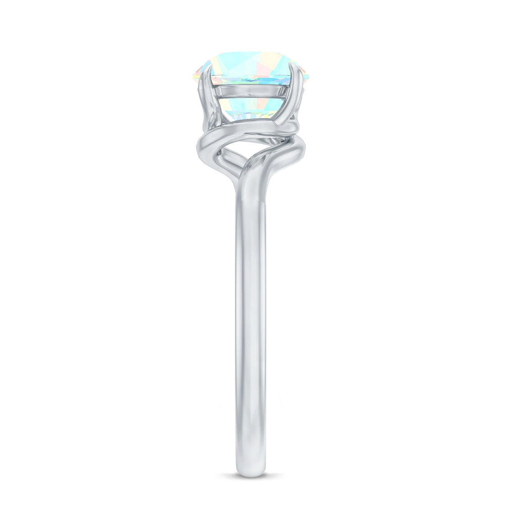 Certified Real Ethiopian Opal Solitaire Engagement Ring with Bypass Shank