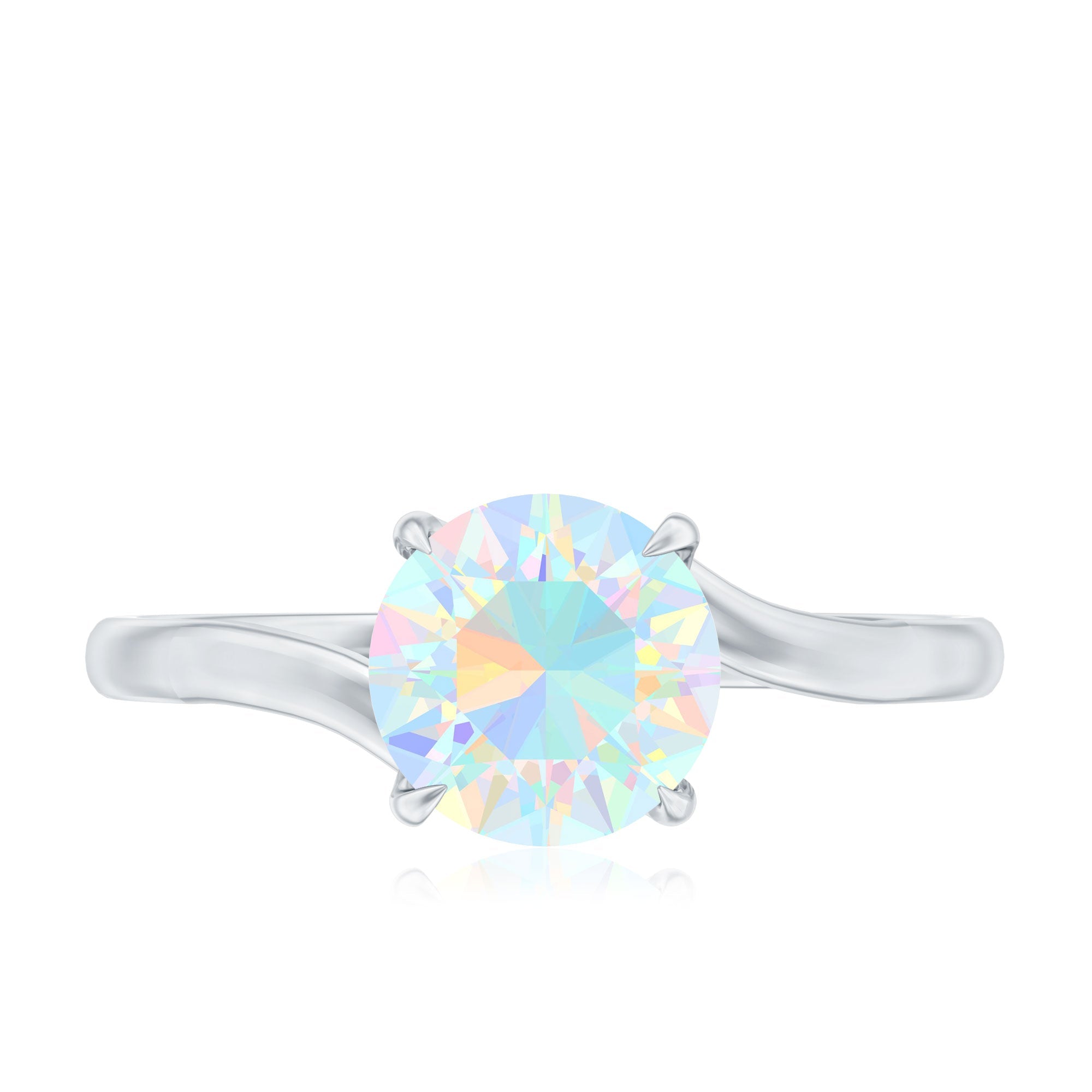Certified Real Ethiopian Opal Solitaire Engagement Ring with Bypass Shank