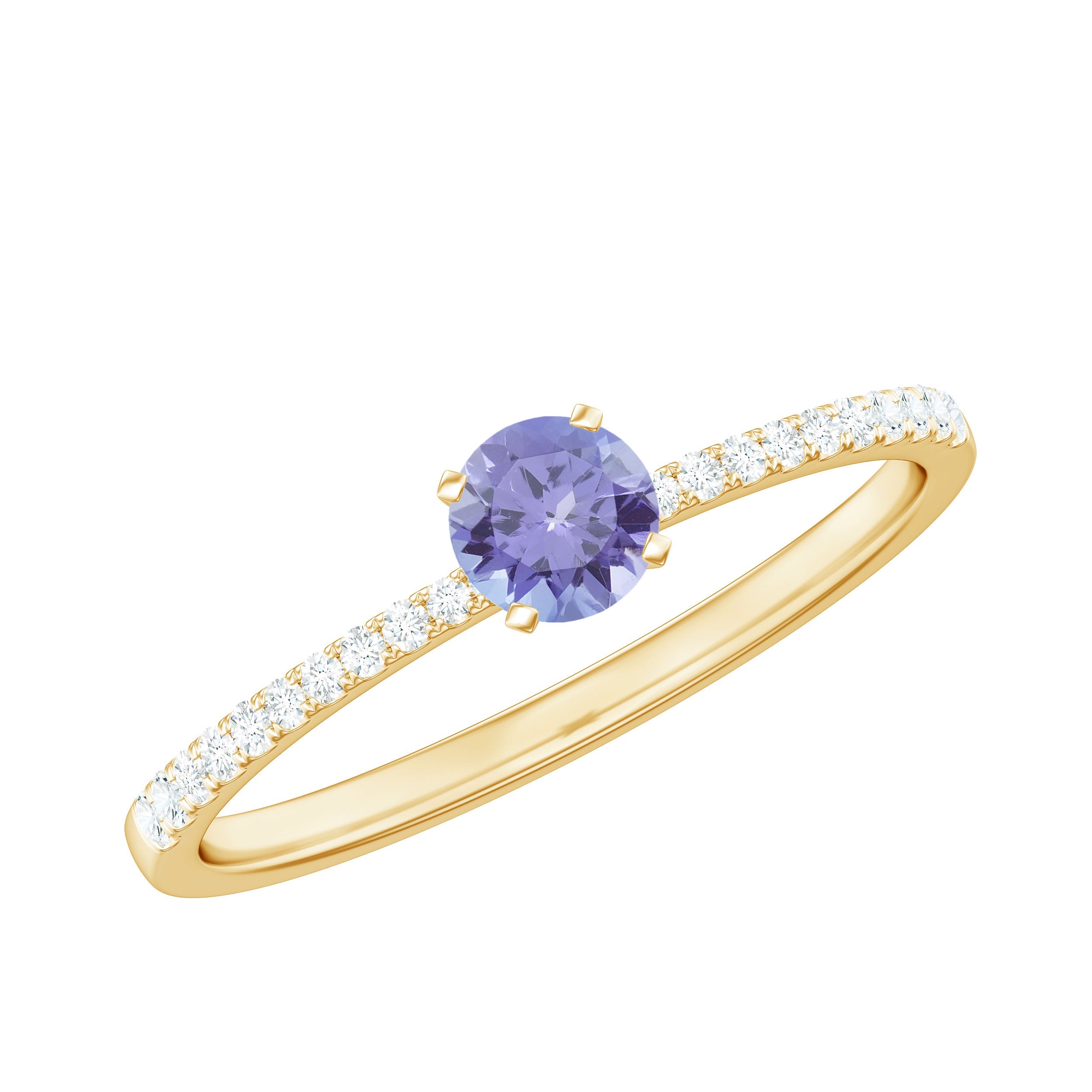 Tanzanite Promise Ring – Minimal Diamond Accent With Blue Violet Gemstone