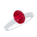 Lab Grown Ruby Ring – 1.5 Carat Oval Ruby Engagement Ring With Diamond Side Stones