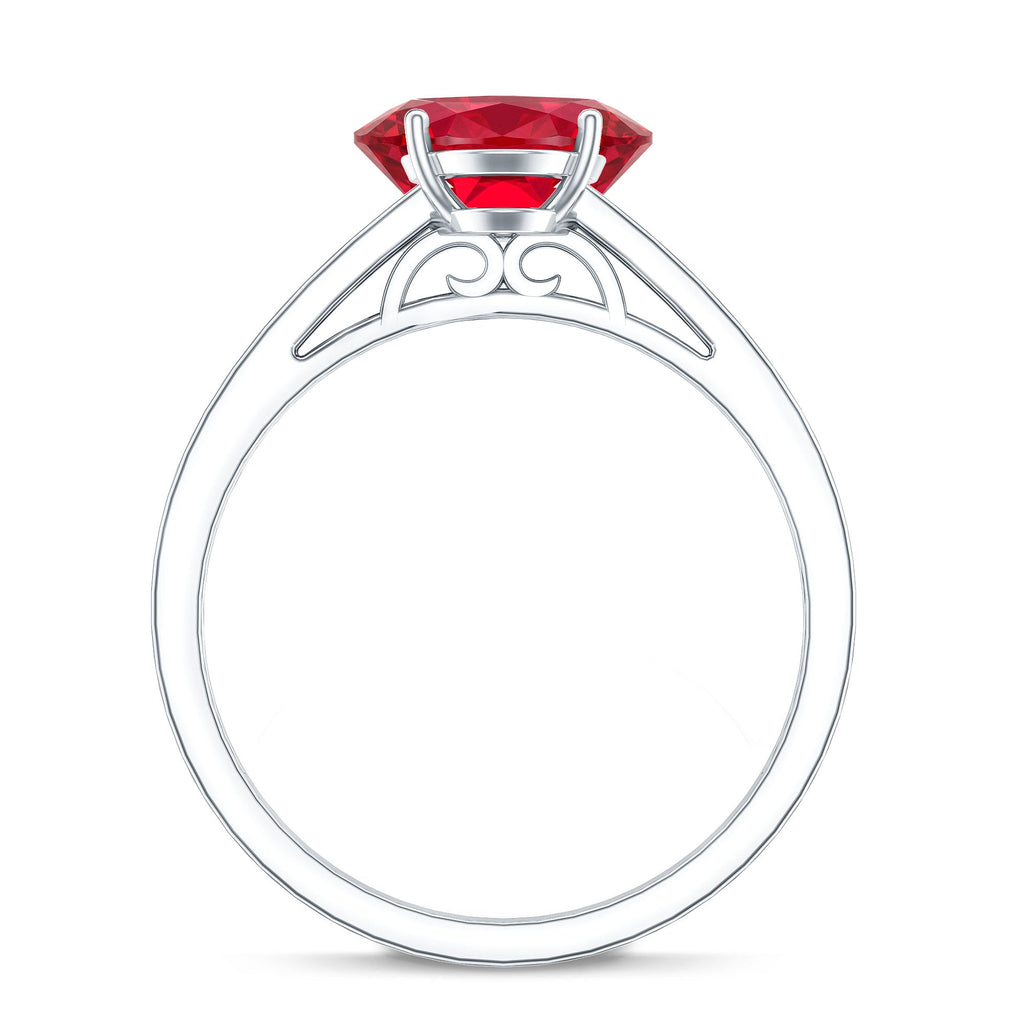 Lab Grown Ruby Ring – 1.5 Carat Oval Ruby Engagement Ring With Diamond Side Stones