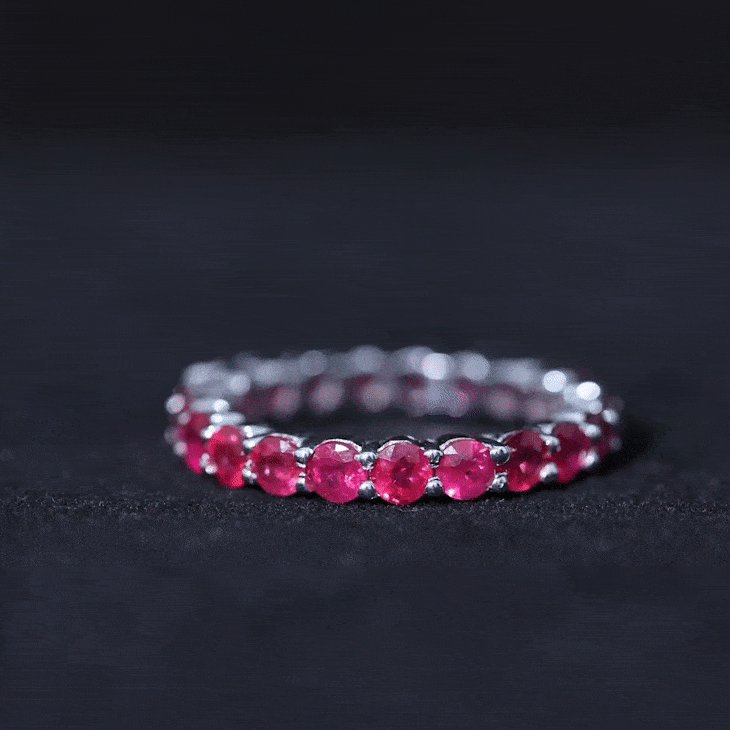 Ruby Eternity Ring – 3MM Full Eternity Band with AAA Quality Rubies