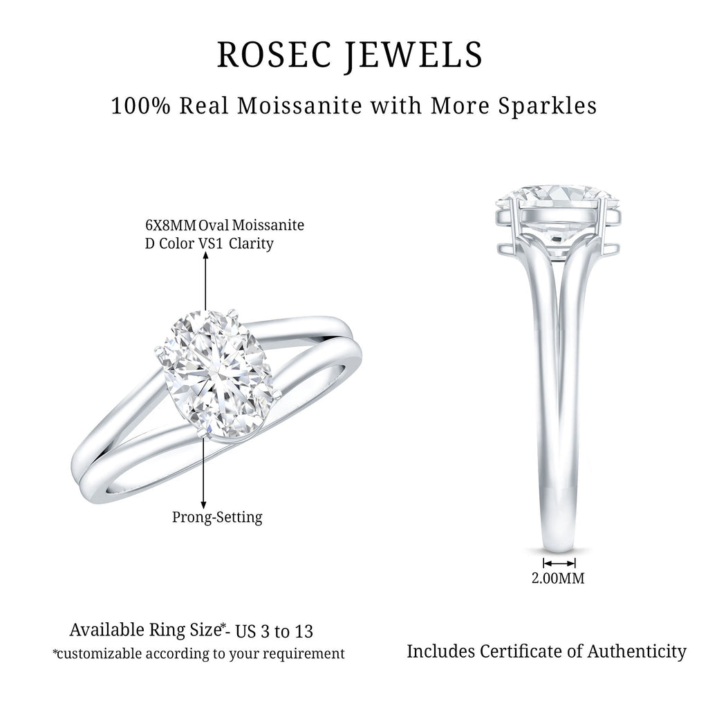 Oval Moissanite Engagement Ring – 1 Carat Solitaire With Certificate