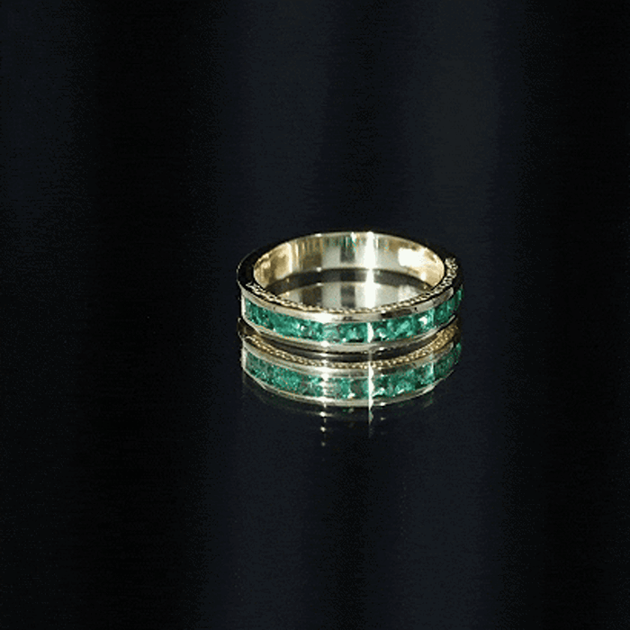 Princess Cut Emerald Ring – Lab Grown Emerald Eternity Band | AAA Quality Green Gemstone
