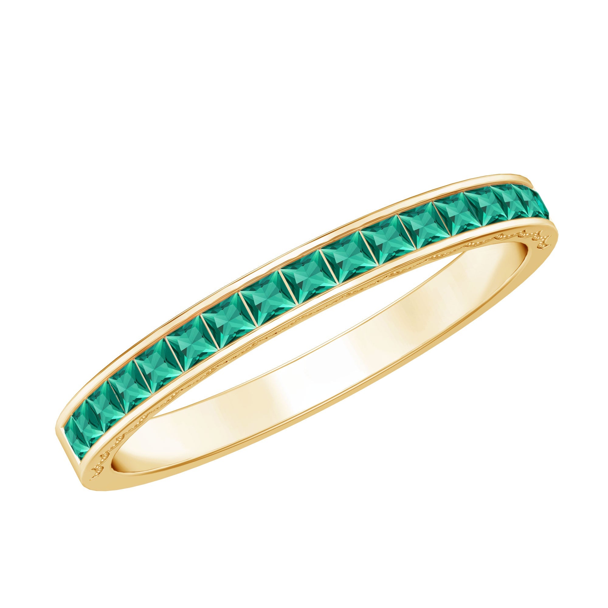 Princess Cut Emerald Ring – Lab Grown Emerald Eternity Band | AAA Quality Green Gemstone