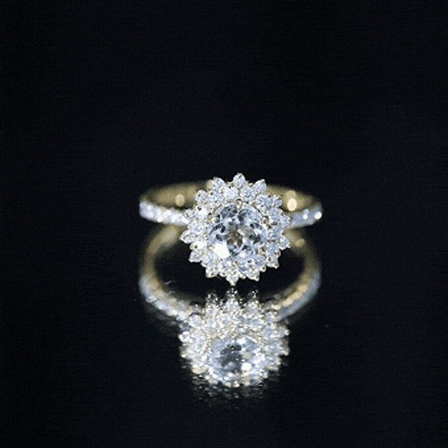 Aquamarine Engagement Ring – Moissanite Halo Cluster With AAA Aquamarine Jewelry