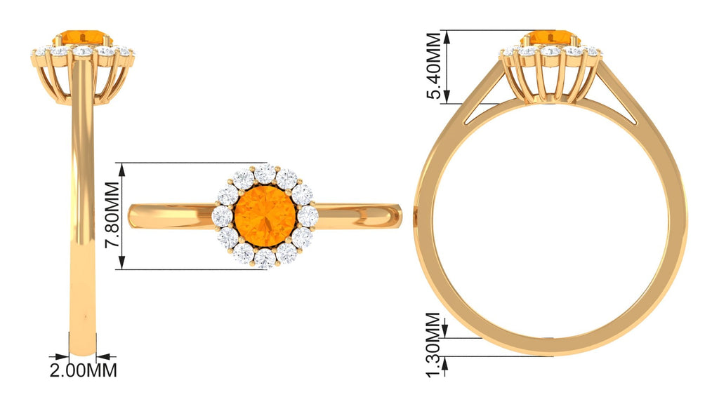 0.45 Carat Fire Opal and Diamond Halo Engagement Ring