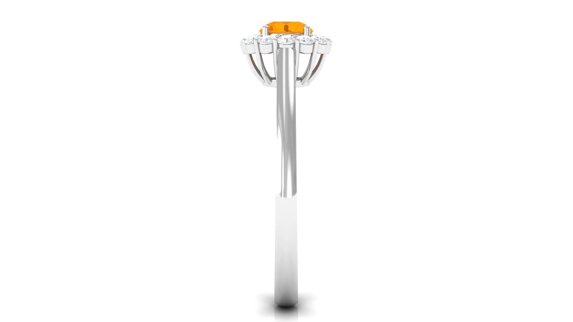0.45 Carat Fire Opal and Diamond Halo Engagement Ring
