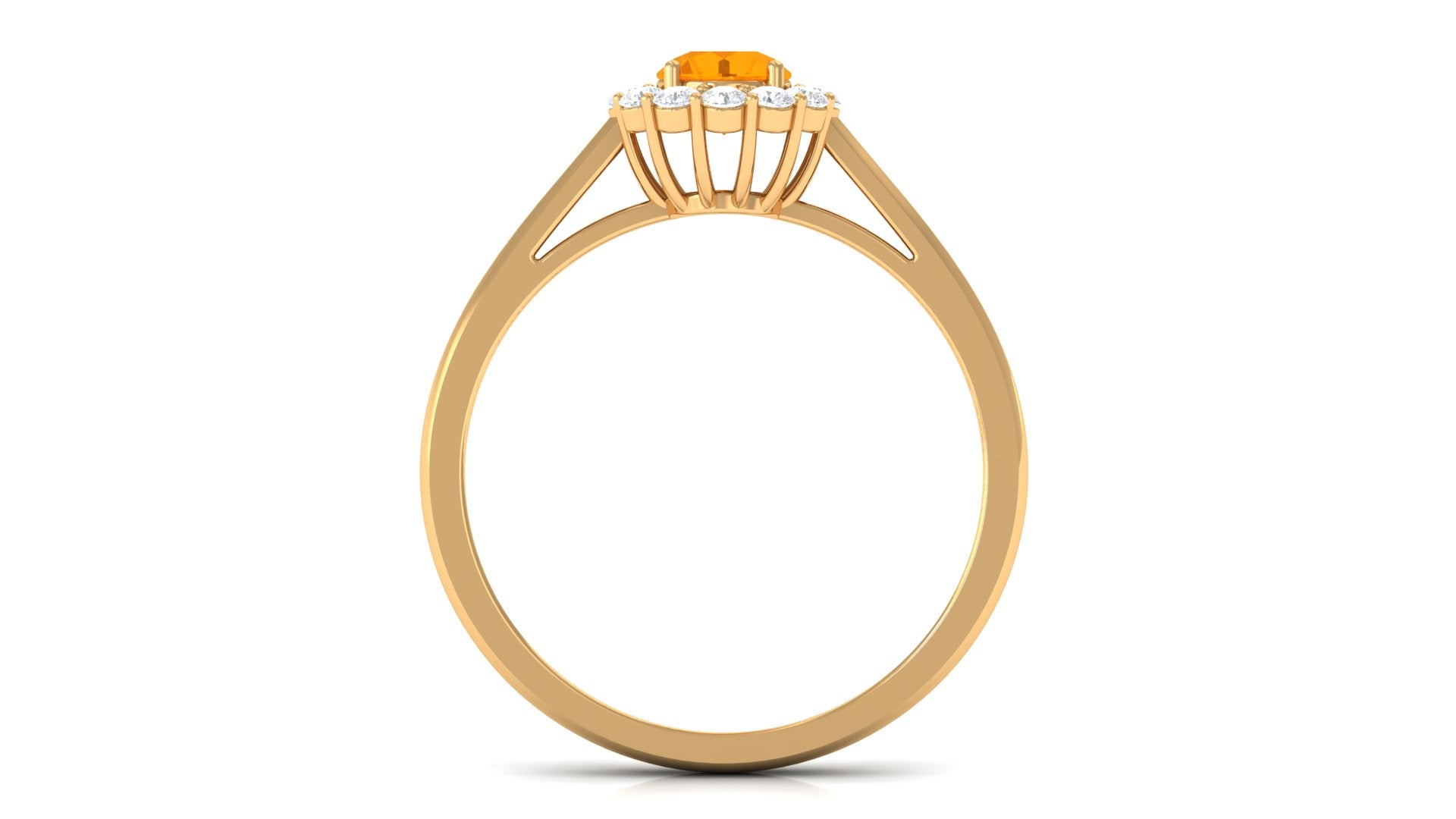 0.45 Carat Fire Opal and Diamond Halo Engagement Ring