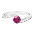 Pink Tourmaline Ring – Solitaire Bypass Design with Diamonds | Rosec Jewels