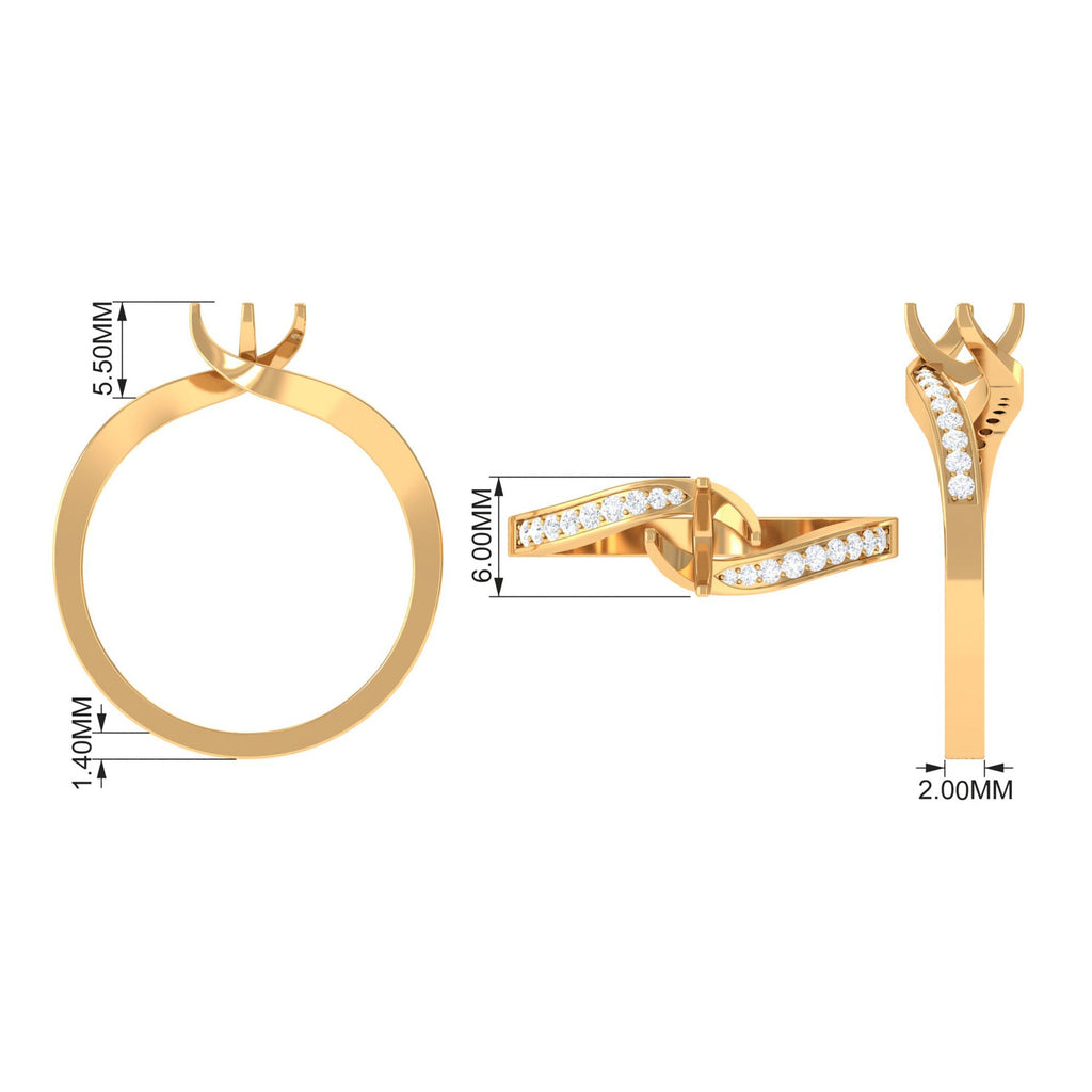Pink Tourmaline Ring – Solitaire Bypass Design with Diamonds | Rosec Jewels