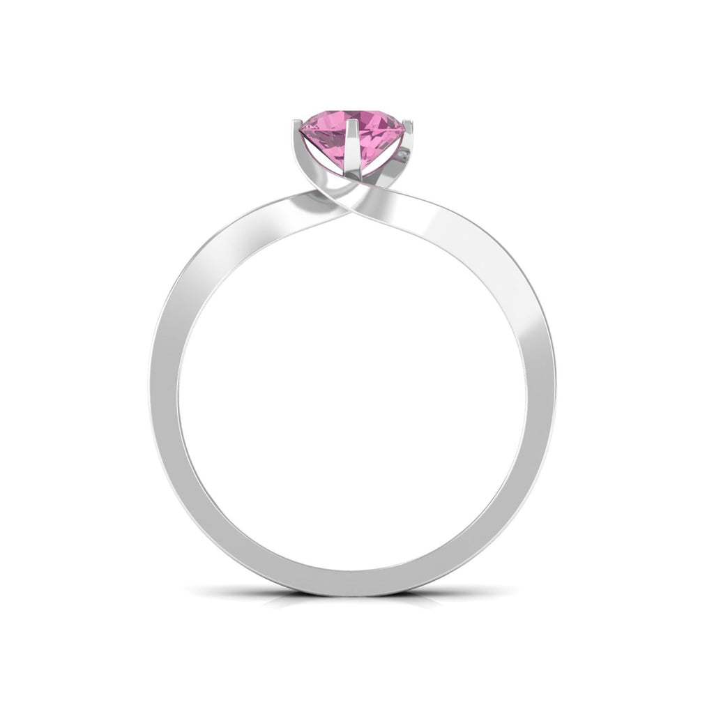 Pink Tourmaline Ring – Solitaire Bypass Design with Diamonds | Rosec Jewels