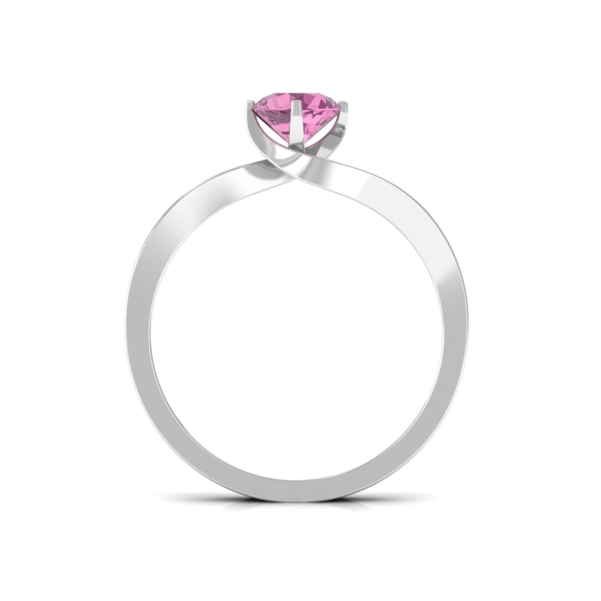 Pink Tourmaline Ring – Solitaire Bypass Design with Diamonds | Rosec Jewels