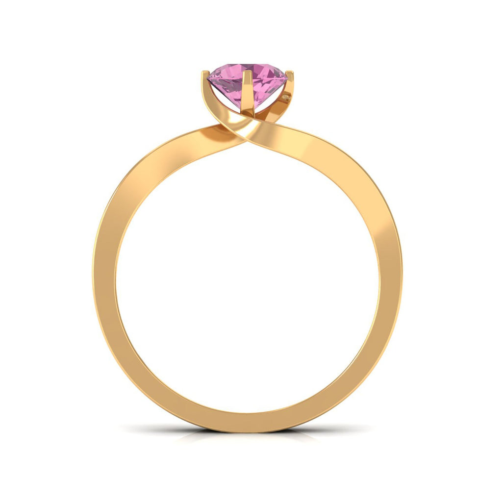 Pink Tourmaline Ring – Solitaire Bypass Design with Diamonds | Rosec Jewels