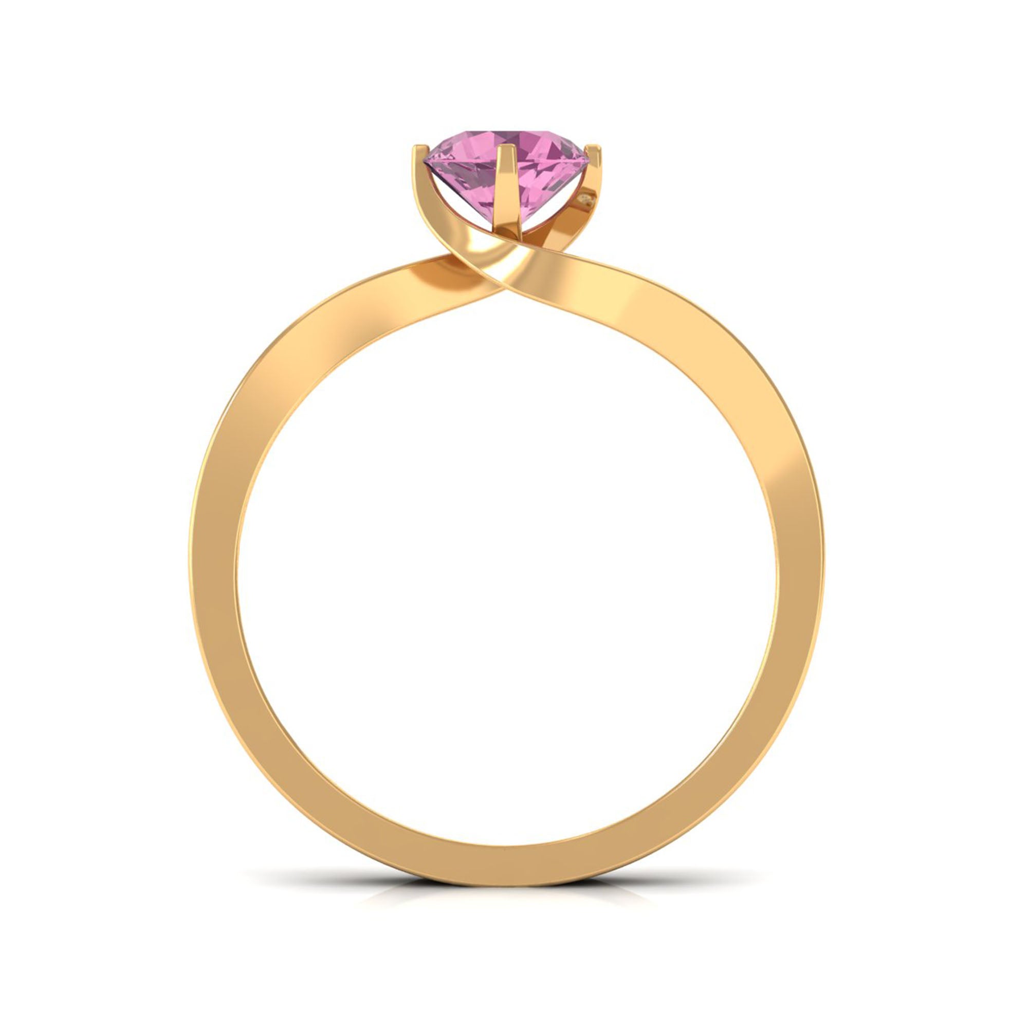 Pink Tourmaline Ring – Solitaire Bypass Design with Diamonds | Rosec Jewels