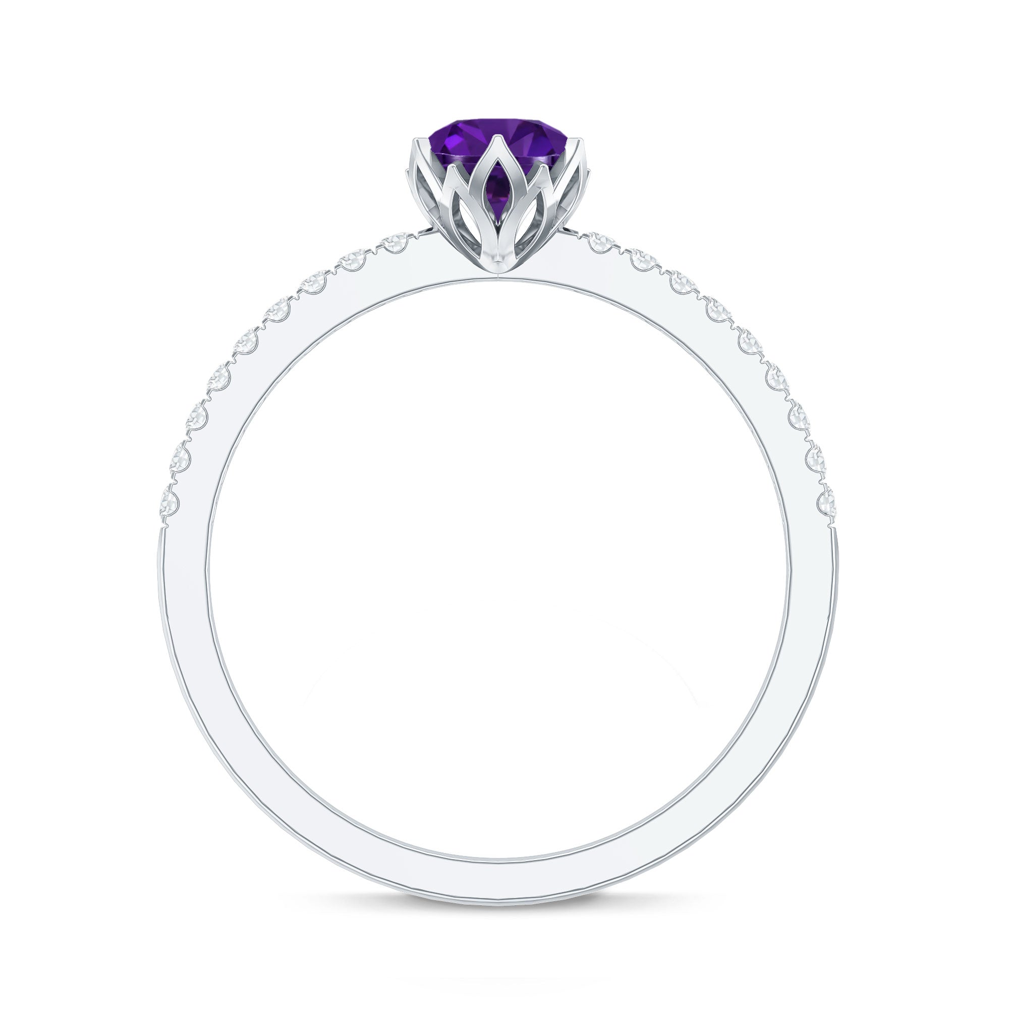 Genuine Amethyst Diamond Promise Ring for Women
