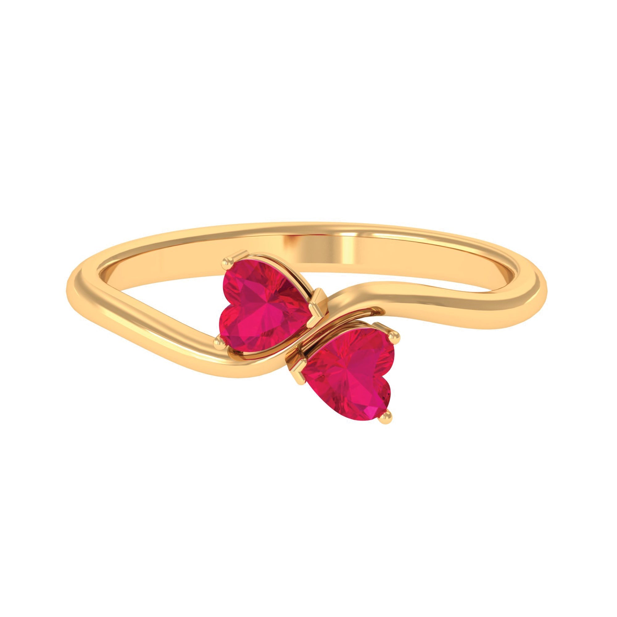 Ruby Heart Promise Ring – Toi Et Moi Curved Band With Heart Shaped Rubies
