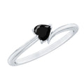 Natural Black Spinel Heart Promise Ring in East West Style