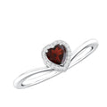 Certified Real Garnet Heart Promise Ring with Diamond Halo