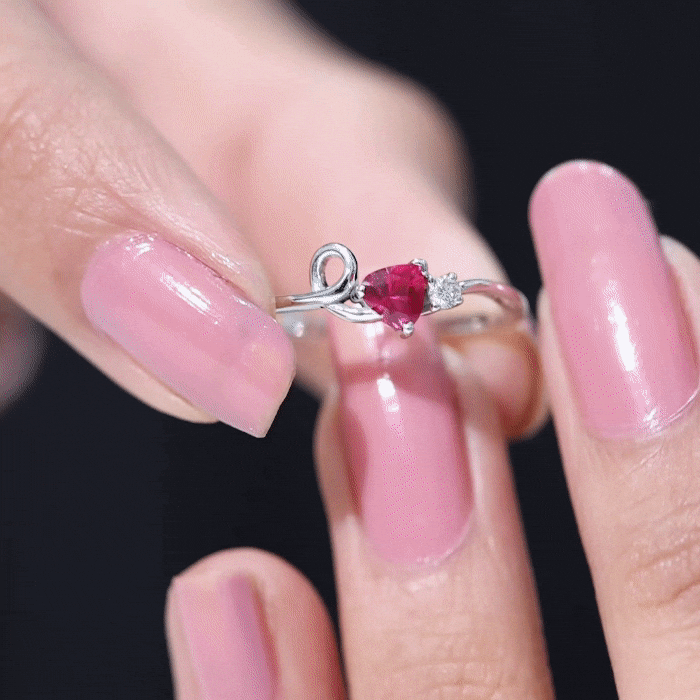 Lab Created Ruby Ring – Twisted Heart Promise Band With Diamond Accent