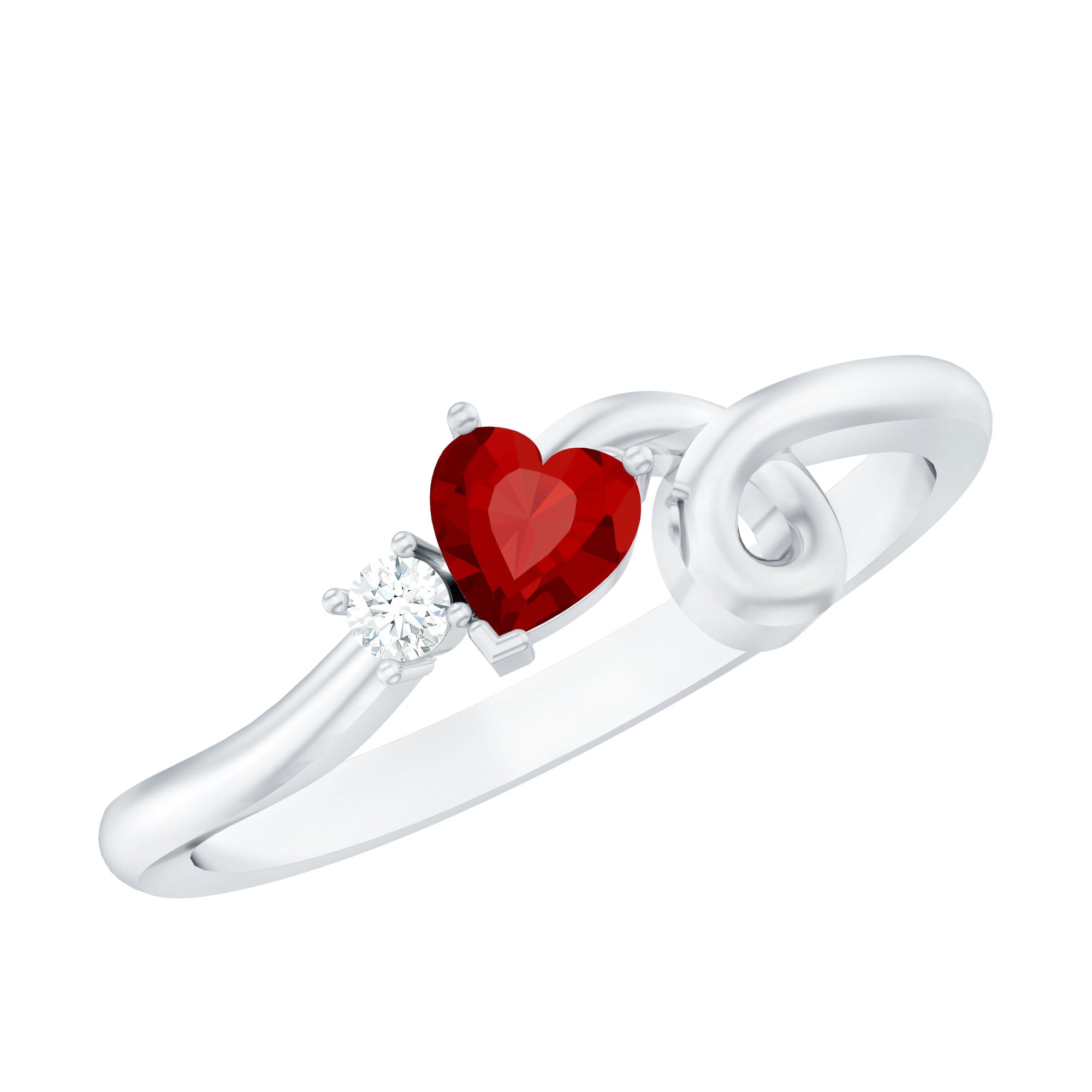 Lab Created Ruby Ring – Twisted Heart Promise Band With Diamond Accent