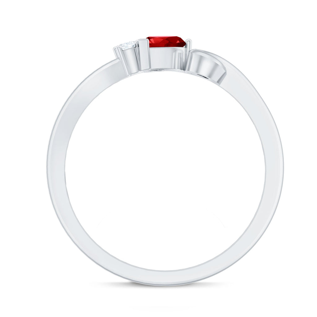 Lab Created Ruby Ring – Twisted Heart Promise Band With Diamond Accent
