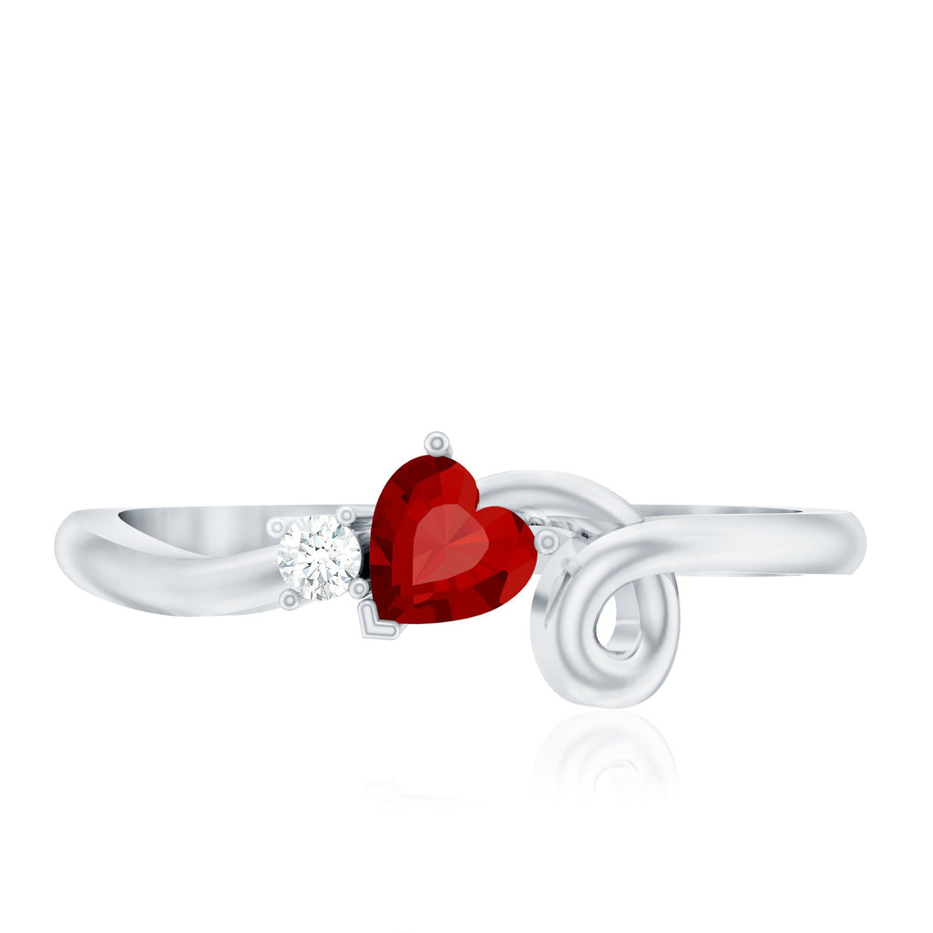 Lab Created Ruby Ring – Twisted Heart Promise Band With Diamond Accent
