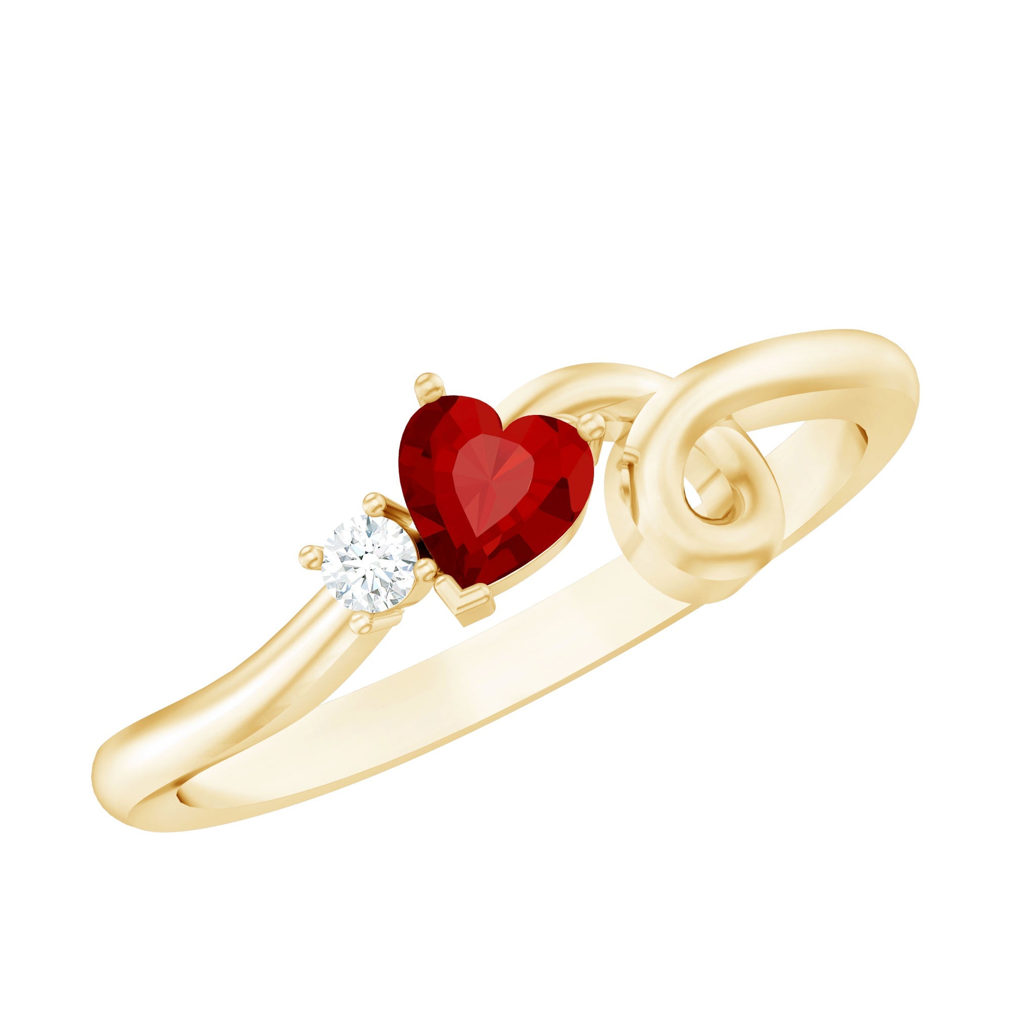 Lab Created Ruby Ring – Twisted Heart Promise Band With Diamond Accent