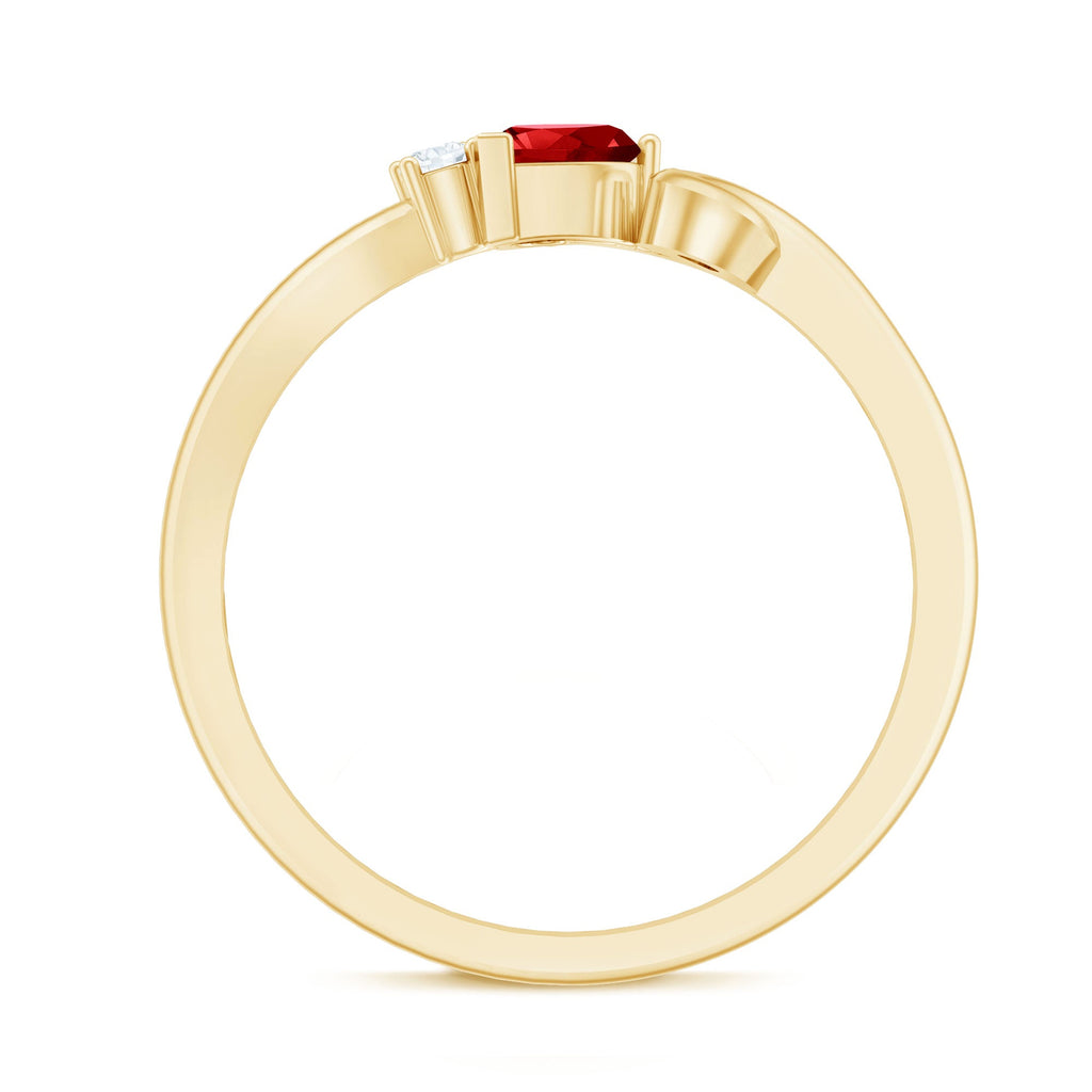 Lab Created Ruby Ring – Twisted Heart Promise Band With Diamond Accent