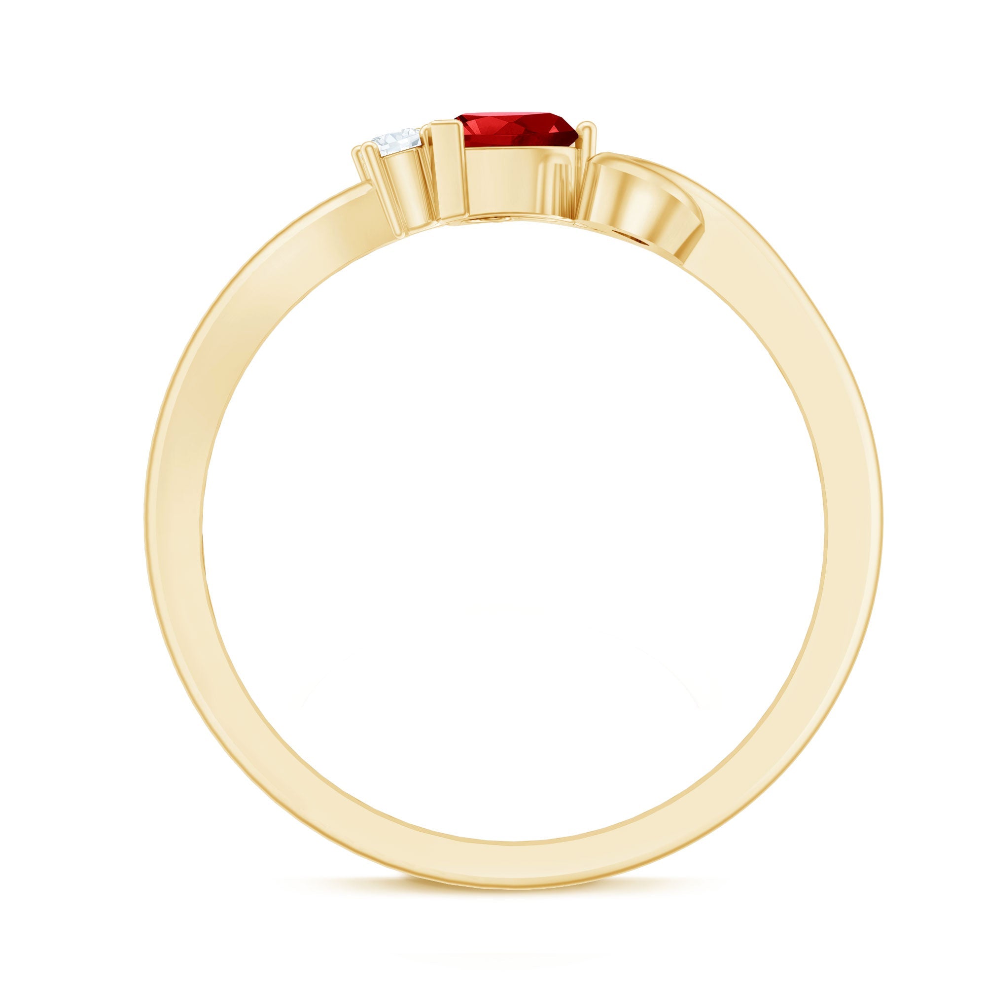 Lab Created Ruby Ring – Twisted Heart Promise Band With Diamond Accent