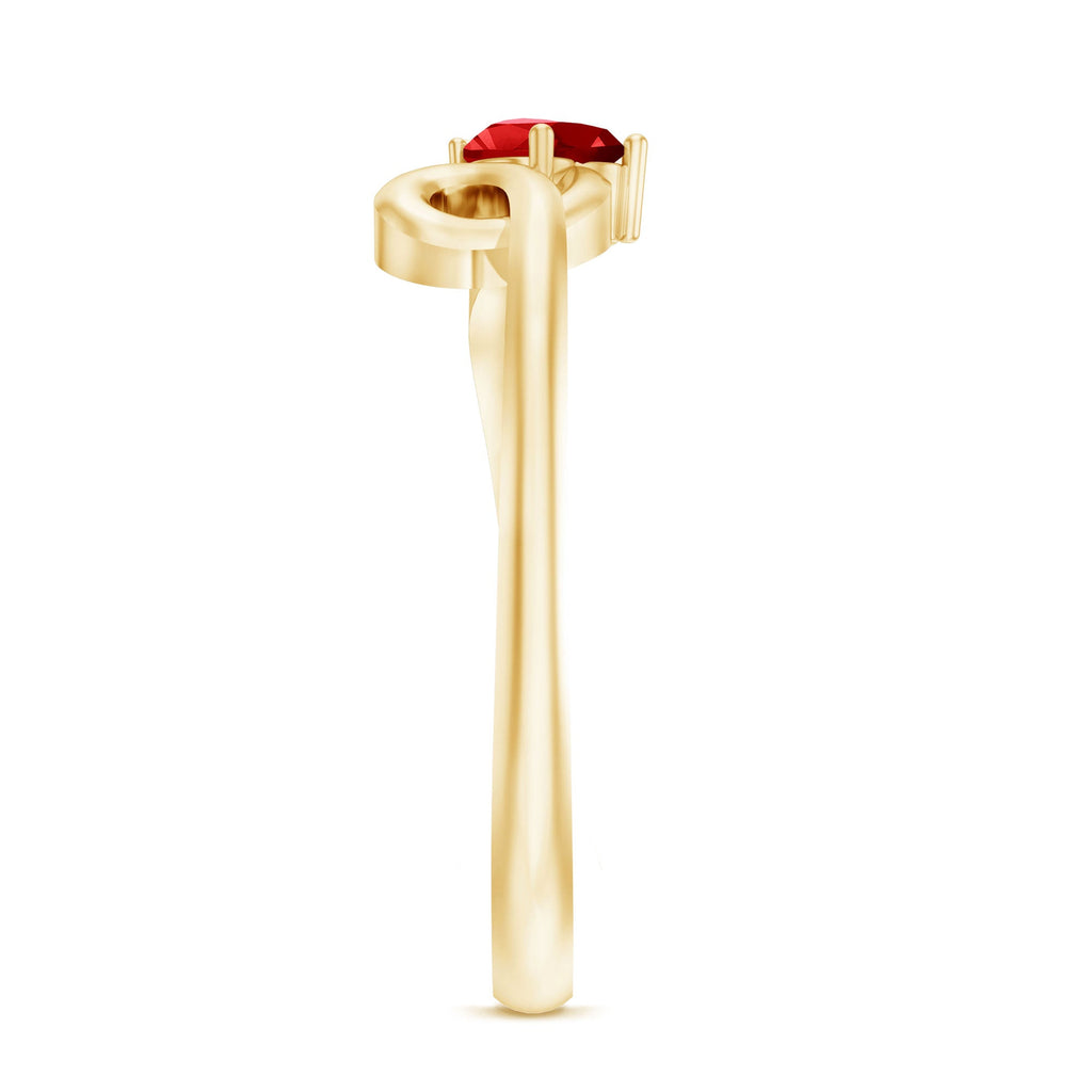 Lab Created Ruby Ring – Twisted Heart Promise Band With Diamond Accent