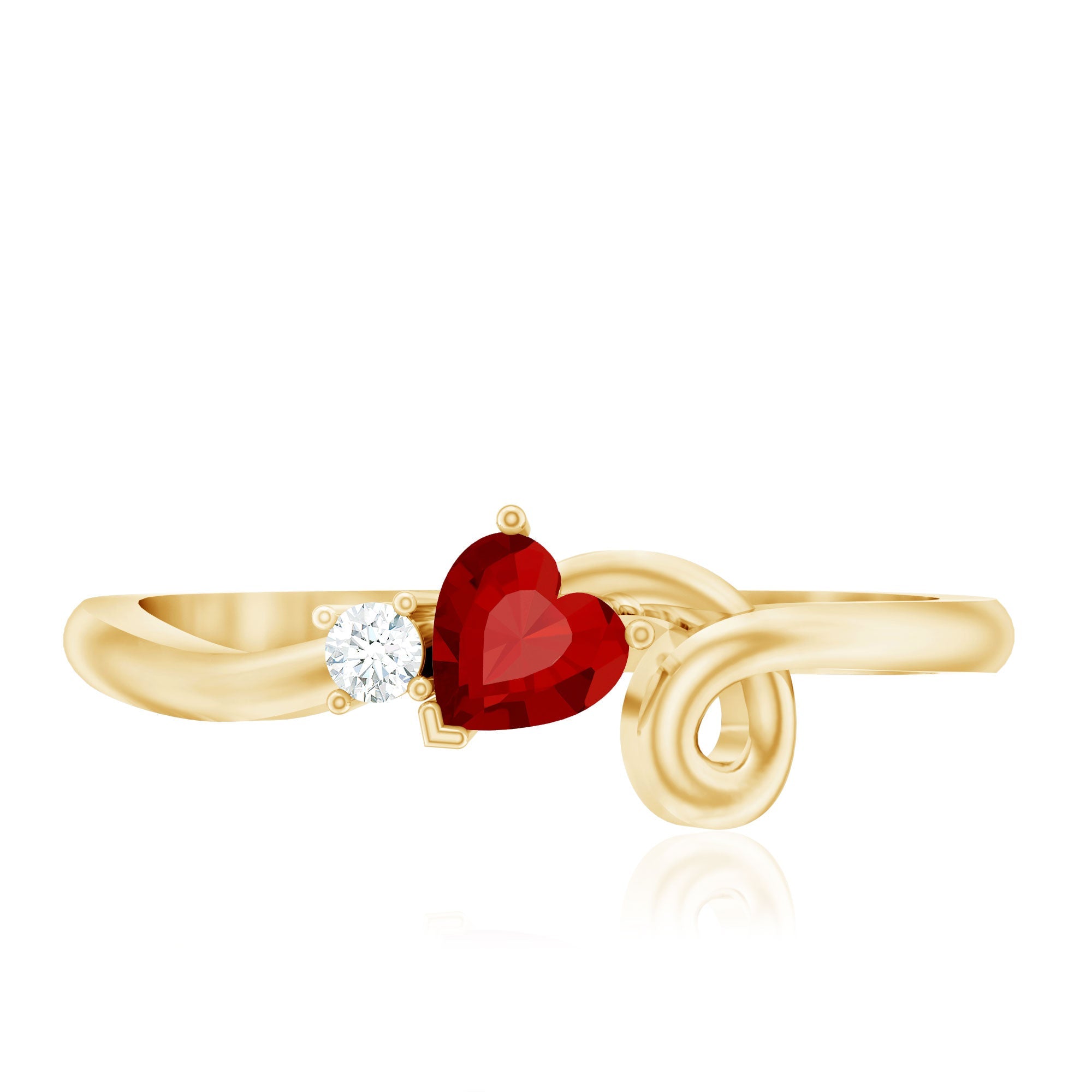 Lab Created Ruby Ring – Twisted Heart Promise Band With Diamond Accent