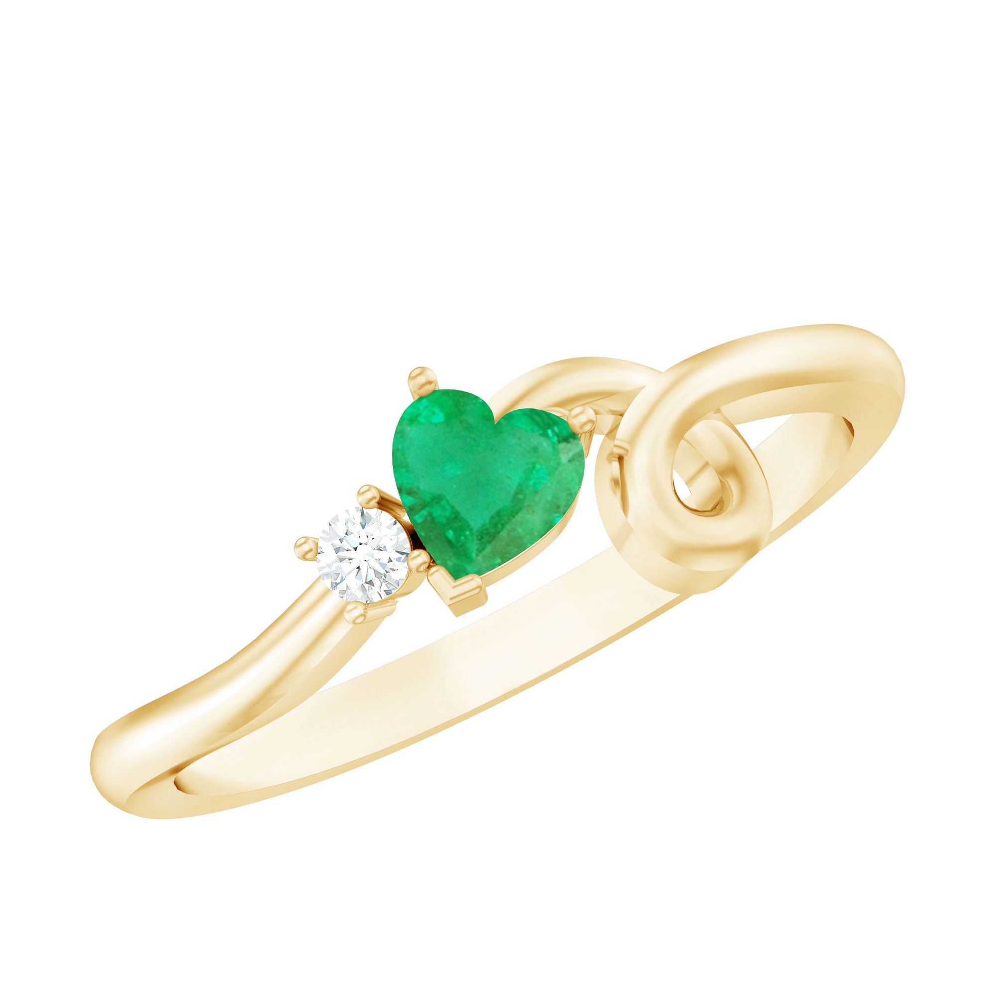 Emerald Heart Promise Ring – Diamond Accent Twisted Shank Ring | AAA Quality
