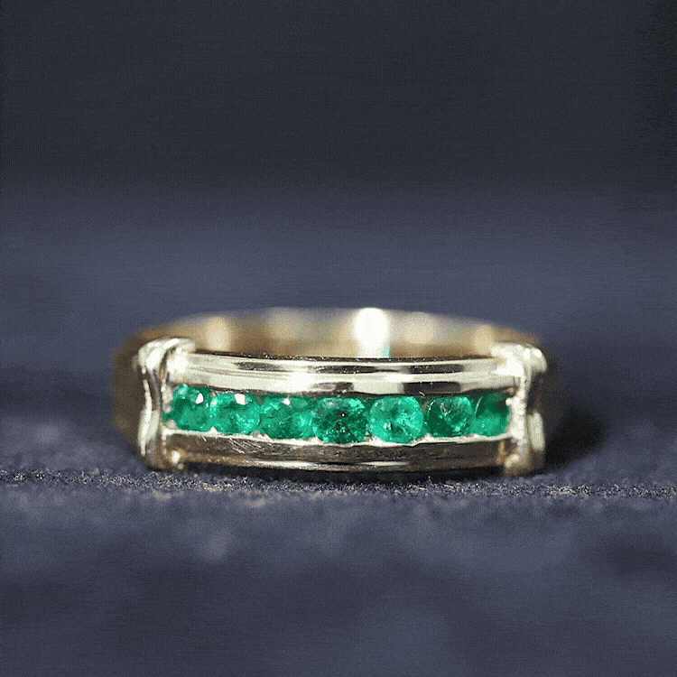 Emerald Wedding Band – Half Eternity Ring With Channel Set Green Gemstones