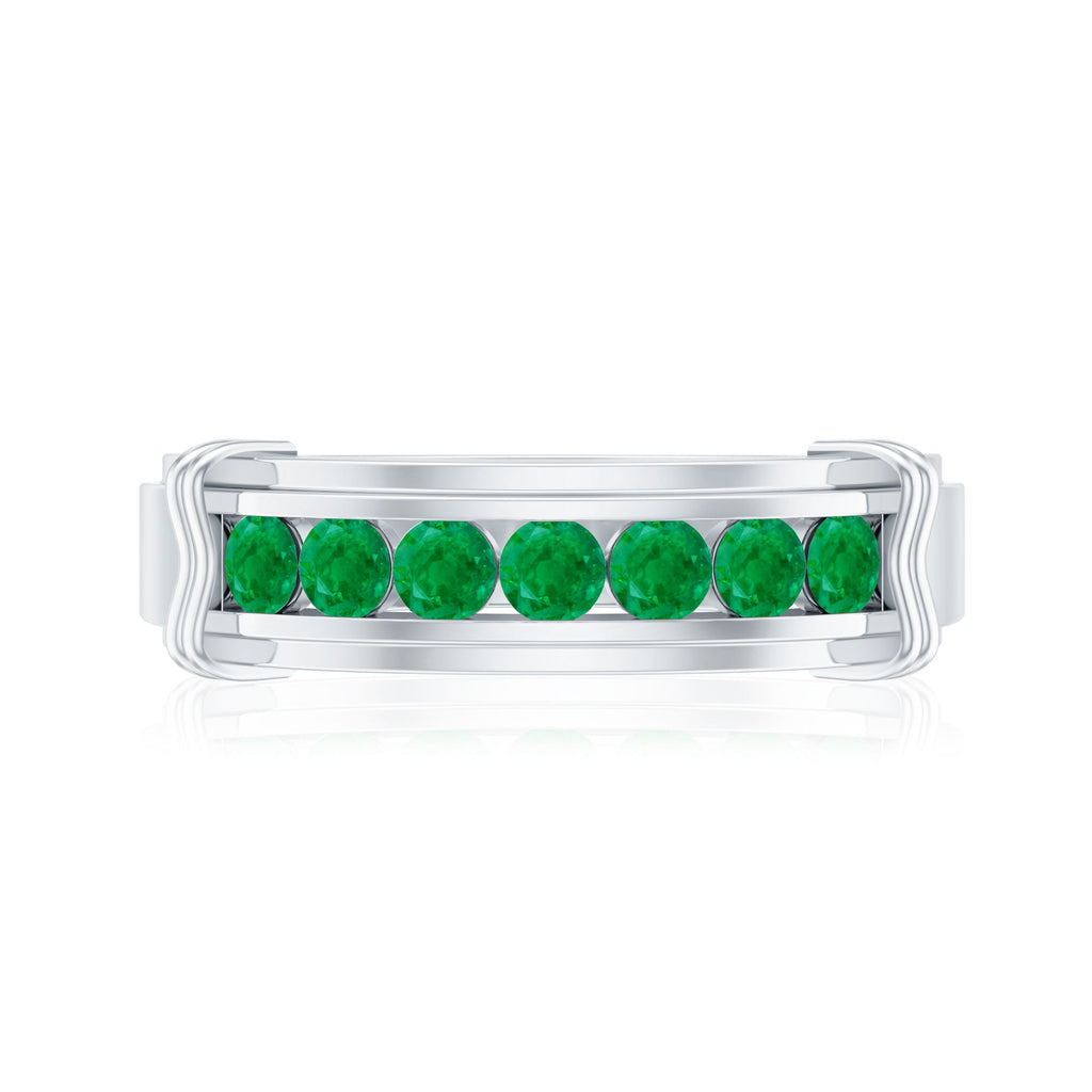 Emerald Wedding Band – Half Eternity Ring With Channel Set Green Gemstones