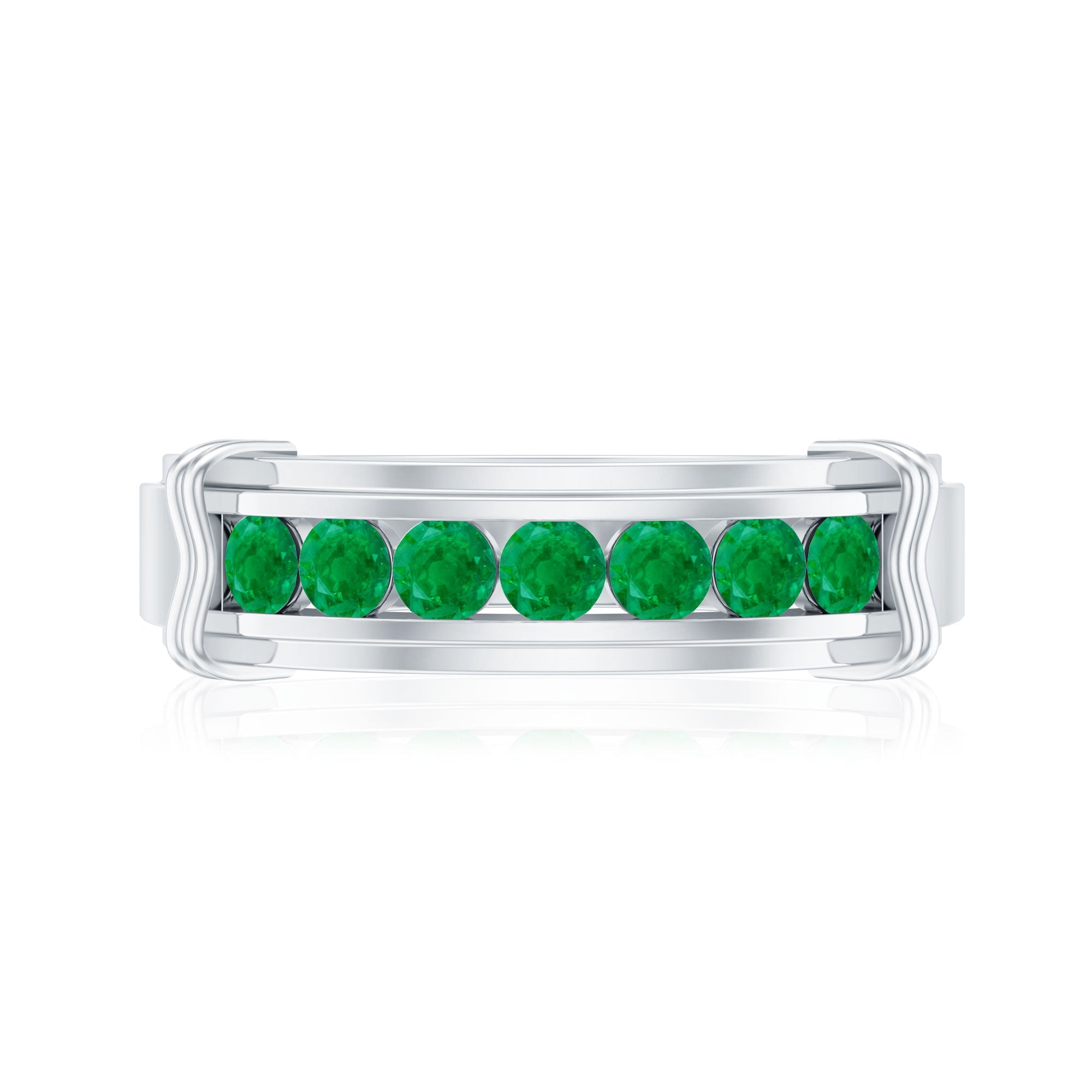 Emerald Wedding Band – Half Eternity Ring With Channel Set Green Gemstones