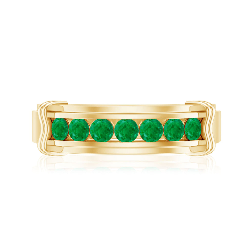 Emerald Wedding Band – Half Eternity Ring With Channel Set Green Gemstones