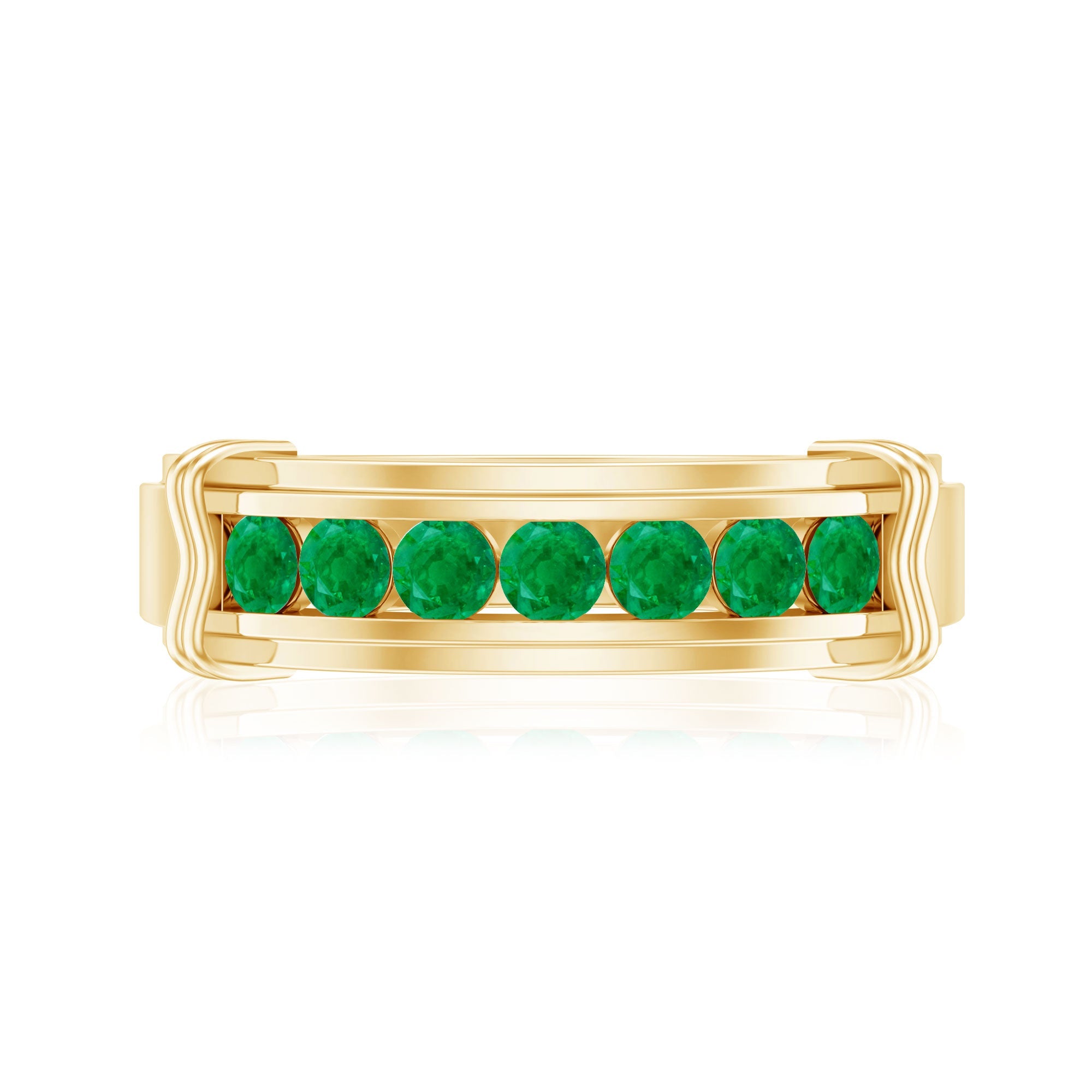 Emerald Wedding Band – Half Eternity Ring With Channel Set Green Gemstones