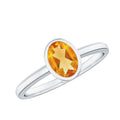 Natural 1 Carat Citrine Oval Engagement Ring in Bezel Setting