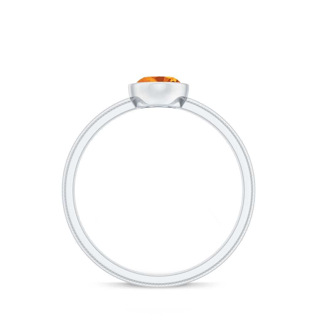 Natural 1 Carat Citrine Oval Engagement Ring in Bezel Setting