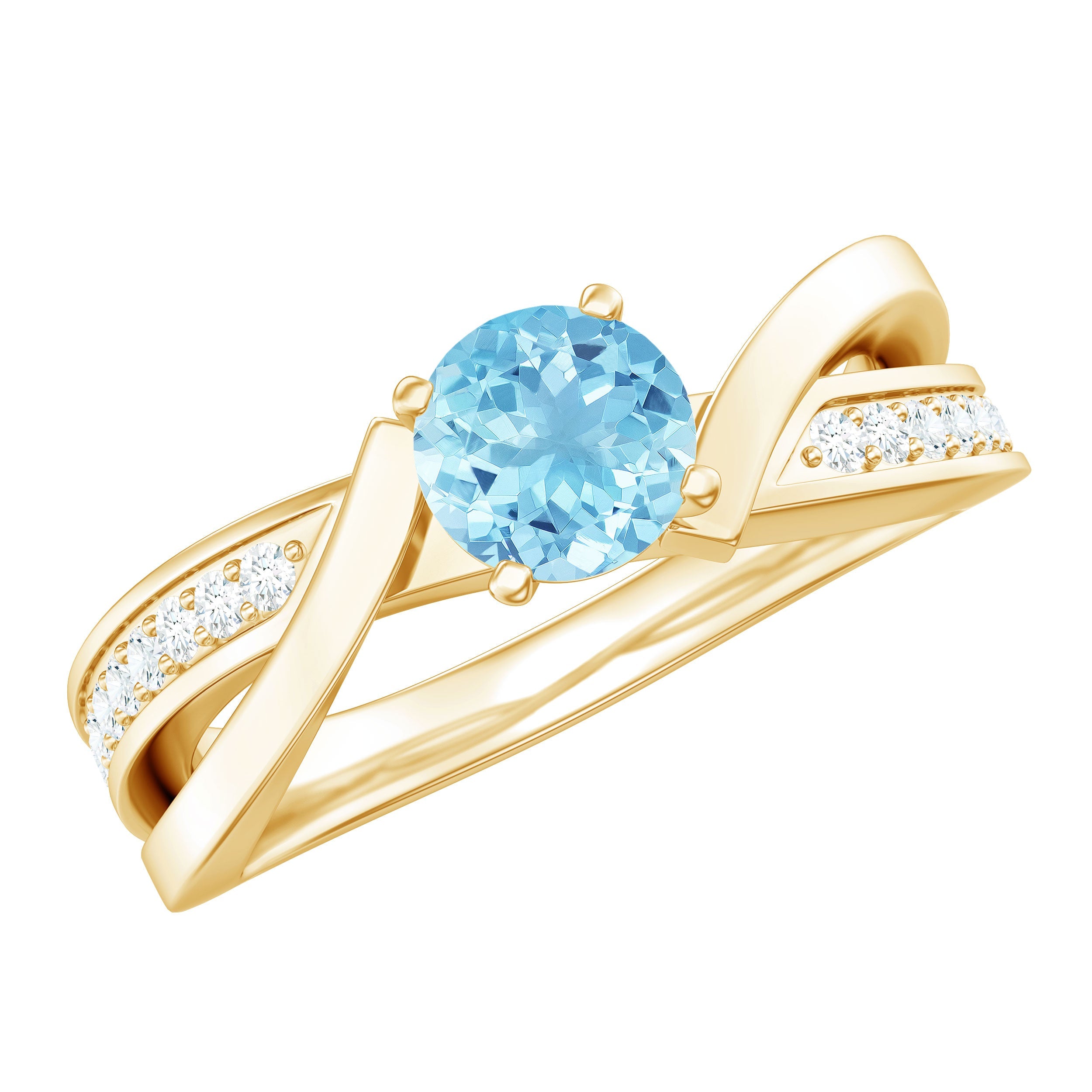 Aquamarine Engagement Ring – Natural AAA Quality Blue Gemstone Infinity Band