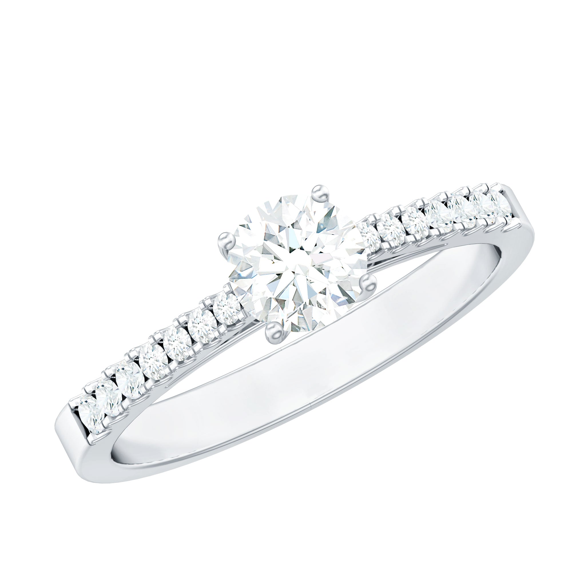 Moissanite Engagement Ring - Half Carat Round Stone With Basket Setting