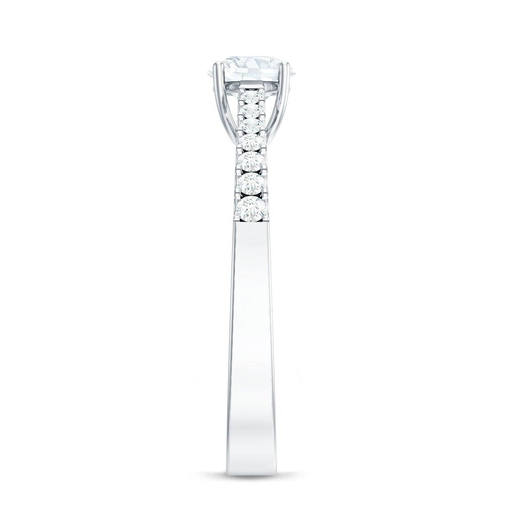 Moissanite Engagement Ring - Half Carat Round Stone With Basket Setting