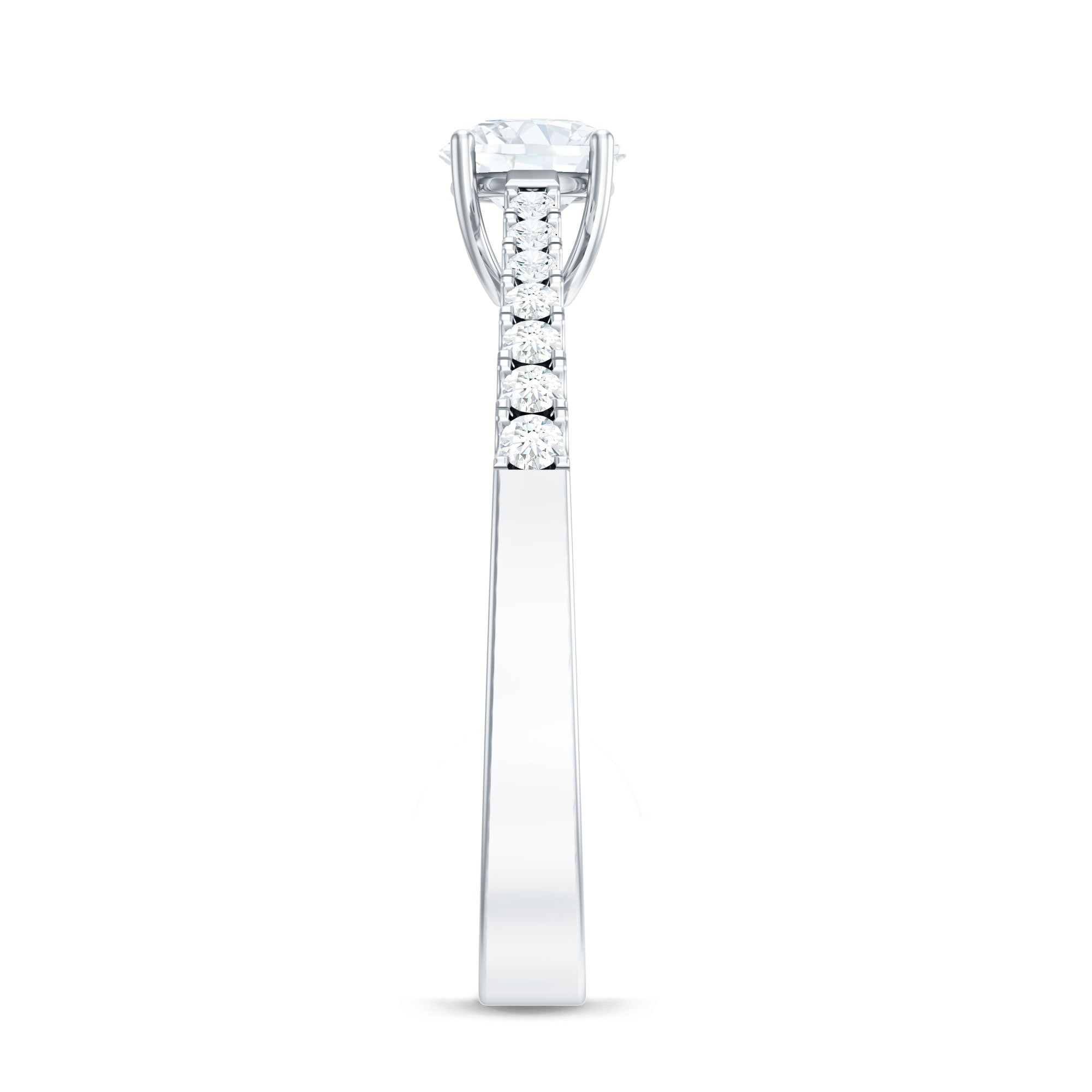 Moissanite Engagement Ring - Half Carat Round Stone With Basket Setting