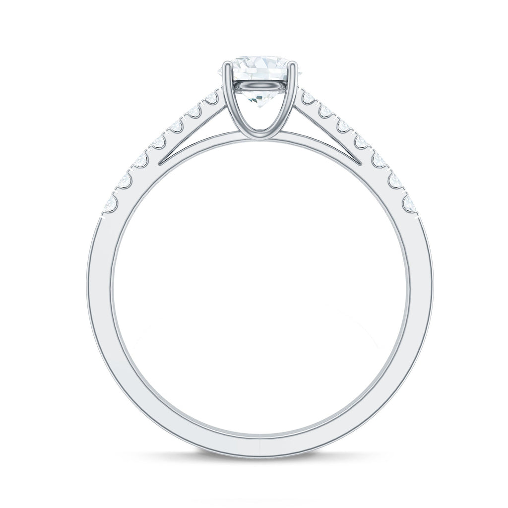 Moissanite Engagement Ring - Half Carat Round Stone With Basket Setting