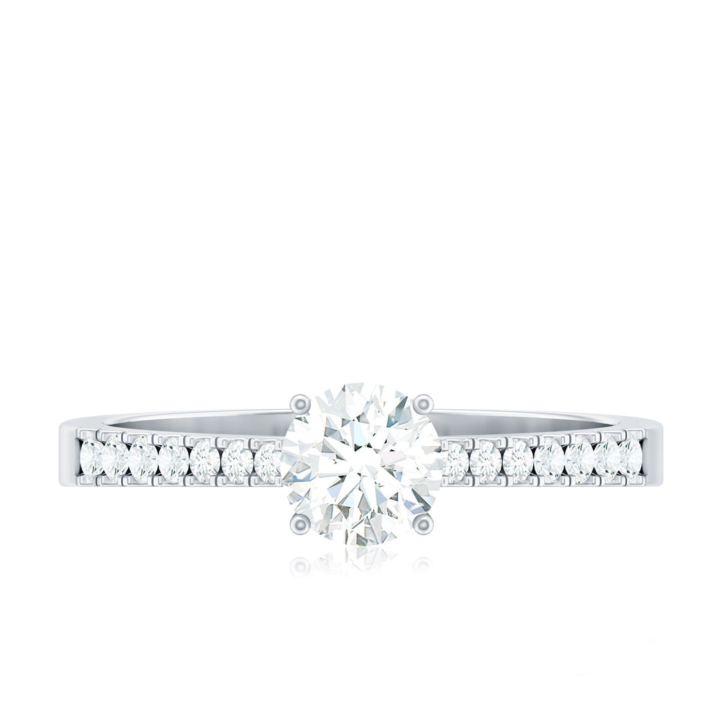 Moissanite Engagement Ring - Half Carat Round Stone With Basket Setting