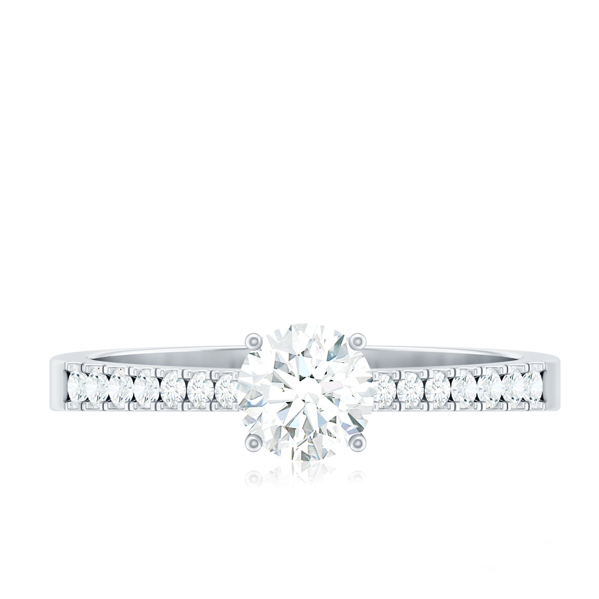 Moissanite Engagement Ring - Half Carat Round Stone With Basket Setting