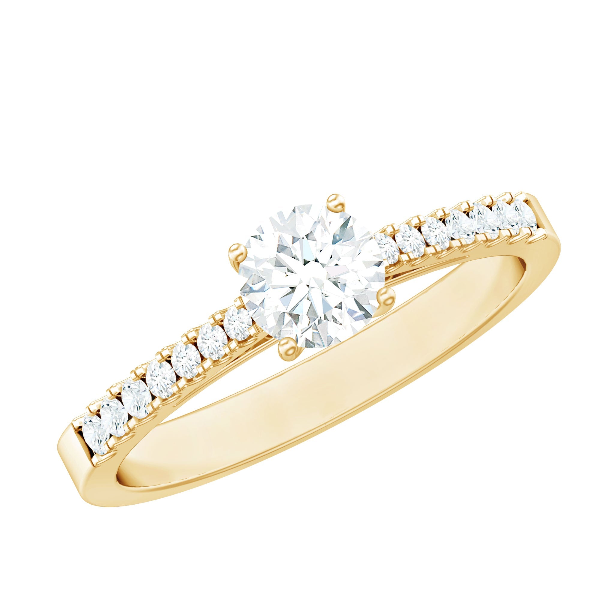 Moissanite Engagement Ring - Half Carat Round Stone With Basket Setting