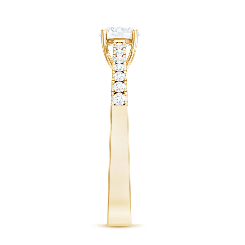 Moissanite Engagement Ring - Half Carat Round Stone With Basket Setting