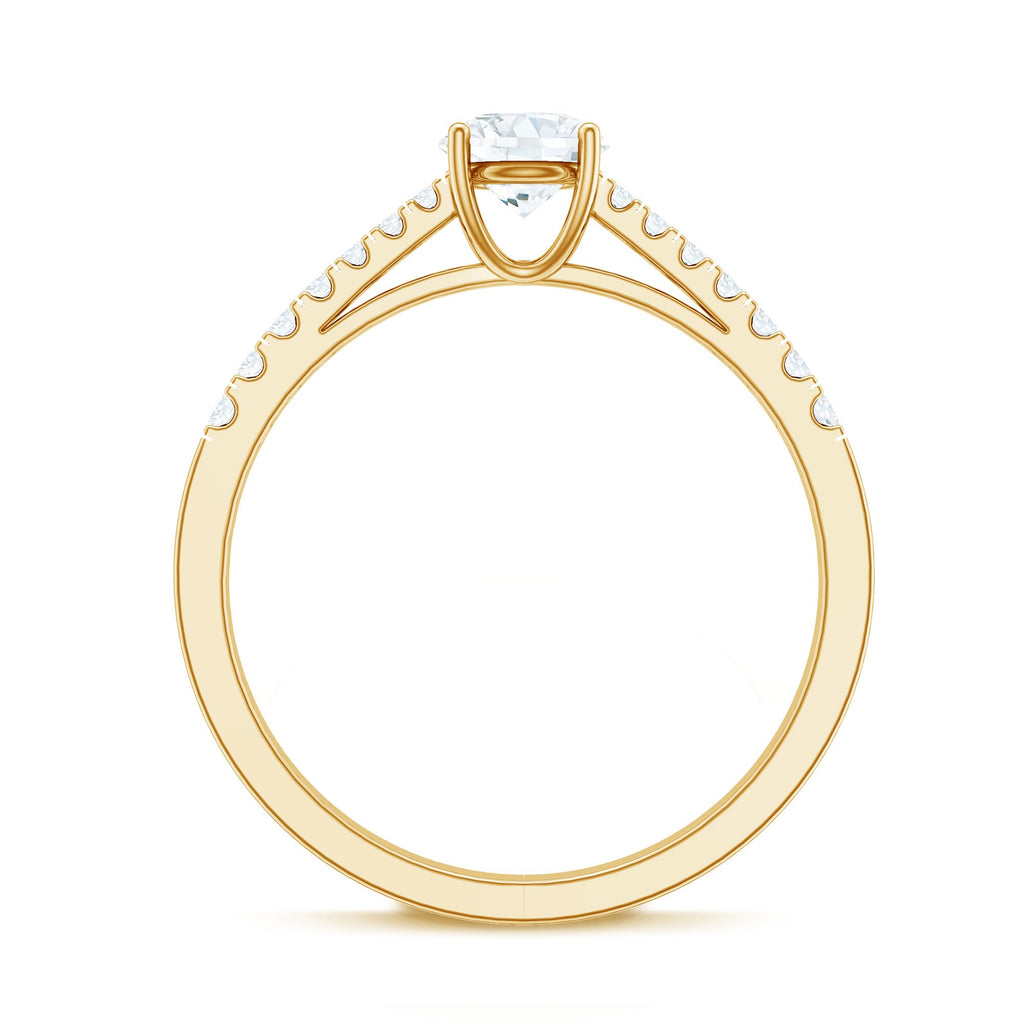 Moissanite Engagement Ring - Half Carat Round Stone With Basket Setting